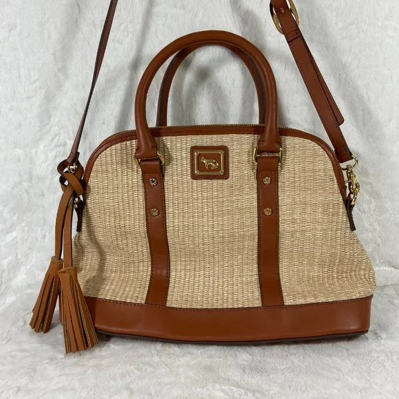 Emma Fox woven leather Handbag Satchel Tan Light Brown - Picture 2 of 11